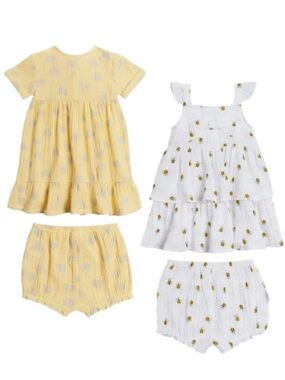 Koala Baby Dresses Set Diaper Cover Yellow White 4 piece Set Size 18 Months
NWT